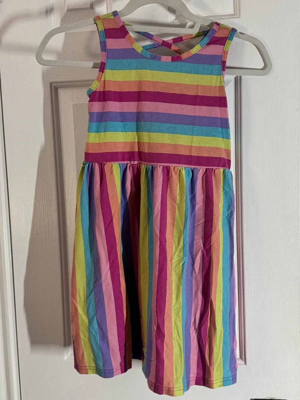 🔥3/$15 the Children’s Place rainbow Stripe Sleeveless Dress girls medium 7/8